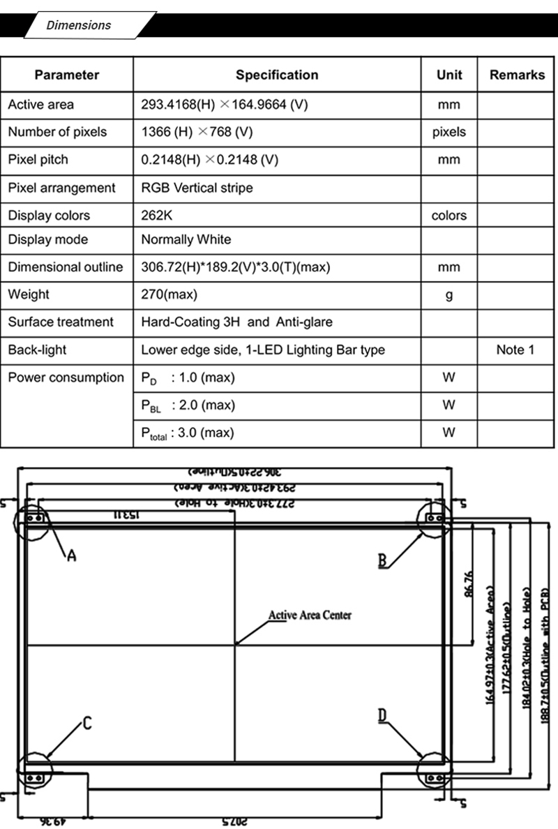 13.3 inch HD 1366x768 IPS TFT LCD Display with eDP interface 13.3 inch HD 1366x768 IPS TFT LCD Display with eDP interface