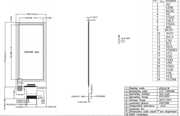 296×128 epaper display eink screen 296×128 epaper display eink screen